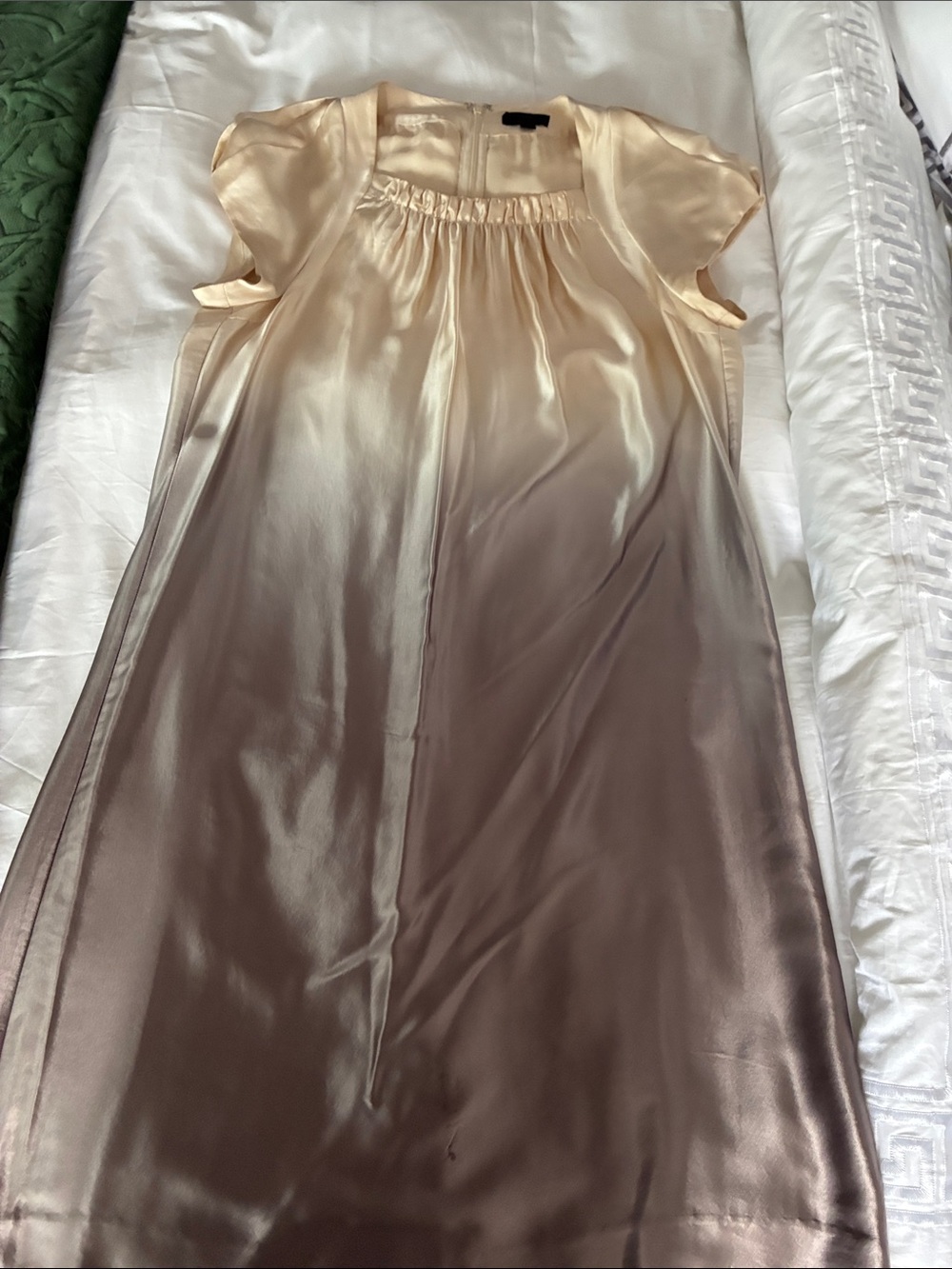 Banana Republic Cream to Taupe Satin Ombre Silk Dress